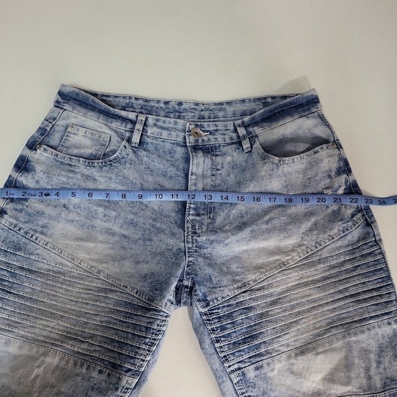 Southpole Denim Shorts Acid Wash Moto Style Ribbed Knee Distressed - Picture 9 of 10